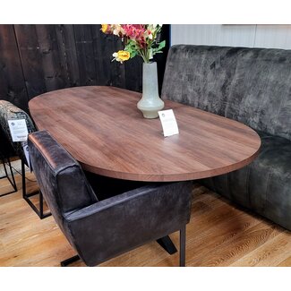 WoonMax Showroommodel Eettafel Orion Deens Ovaal 220 x 110 Dark Almond