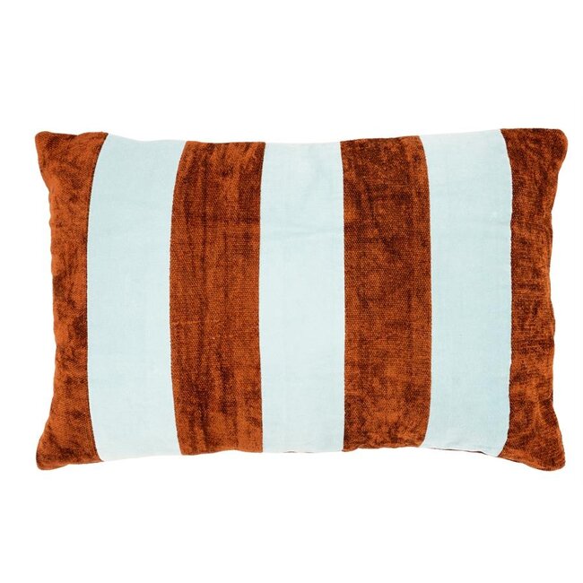 By Boo Kussen Stripey 40x60 cm - Lichtblauw / caramel