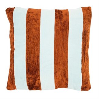 By Boo Kussen Stripey 45x45 cm - Lichtblauw / caramel