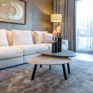 Richmond Interiors  Salontafel Spencer set van 2 travertine Beige grijs