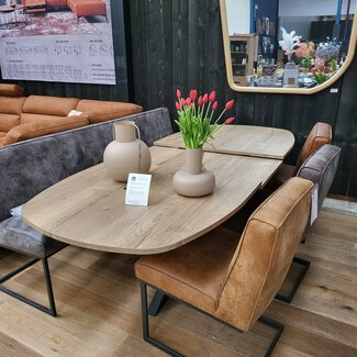 WoonMax Eettafel Lamulux Chesterfield Deens ovaal uitschuifbaar - 180 - Natur - Showroommodel