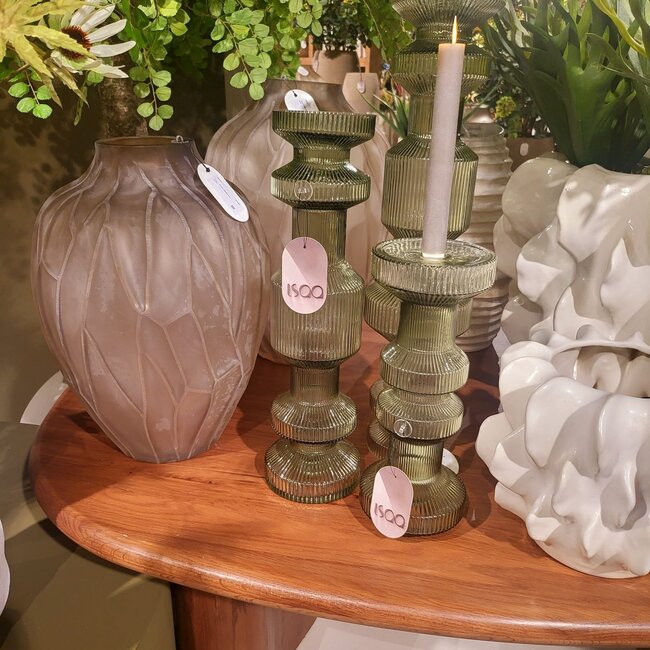 ISAA Vaas - Kandelaar Ara 13x46,5 cm - groen