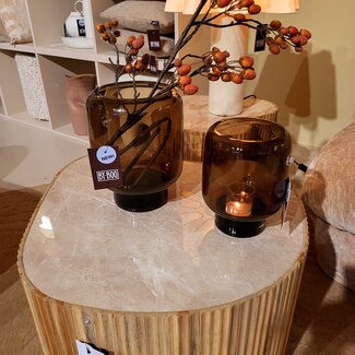 By Boo Vaas  / Windlicht Solenne groot - bruin