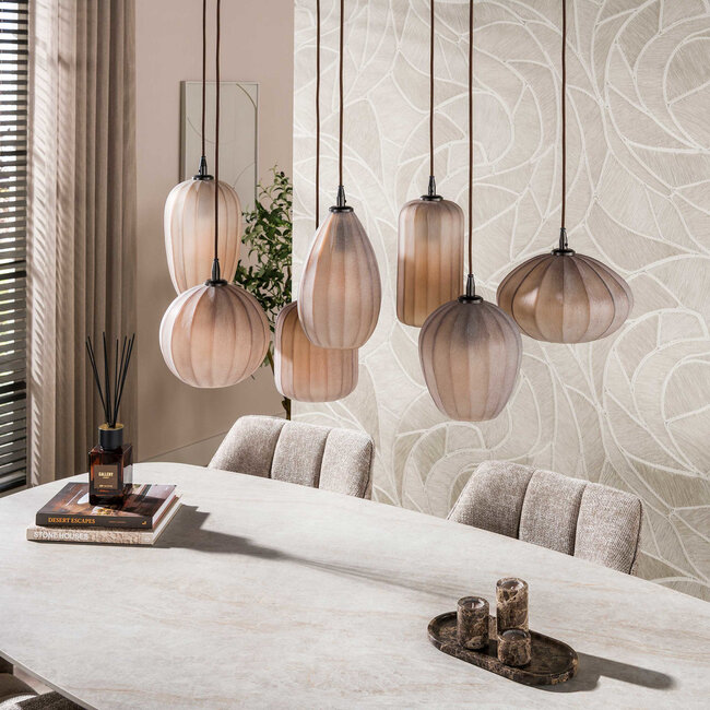 WoonStijl Hanglamp Altura 4+3-lichts Sienna bruin-frosted