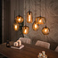 WoonStijl Hanglamp Chevron 4+3-lichts Smoke bruin glas