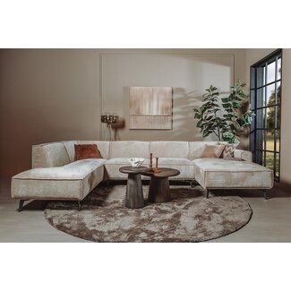Tower Living Leeds Chaise Rechts - 2 5 zits - Ottoman Links - Touch 102 Beige