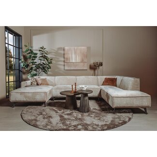 Tower Living Leeds Chaise Links - 2 5 zits - Ottoman Rechts - Touch 102 Beige