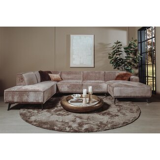 Tower Living Leeds Chaise Rechts - 2 5 zits - Ottoman Links - Touch 04 Taupe