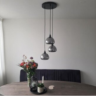 Light en Living Hanglamp Kai 3-lichts smoke glas Ø30x19 cm