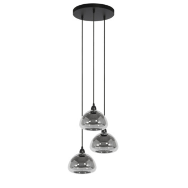 Light en Living Hanglamp Kai 3-lichts smoke glas Ø30x19 cm