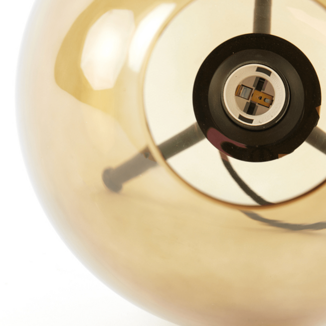 Light en Living Tafellamp Ø30x43 cm MAYSON mat  zwart+glas bruin