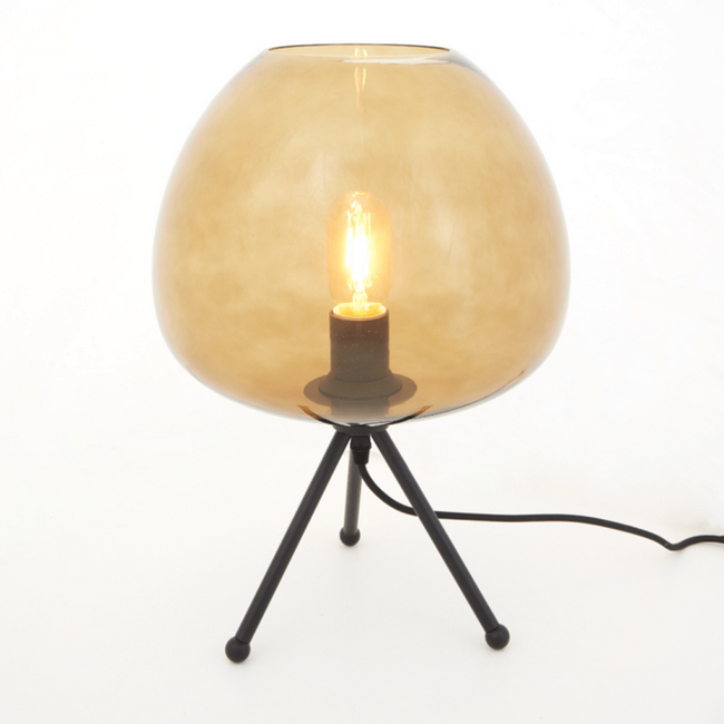 Light en Living Tafellamp Ø30x43 cm MAYSON mat  zwart+glas bruin