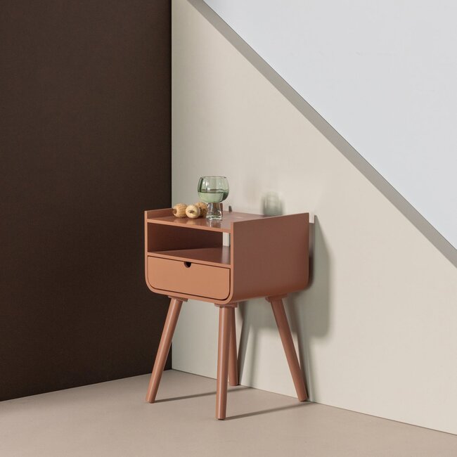 Woood Nils Nachtkastje/Bijzettafel Hout Oudroze [fsc]