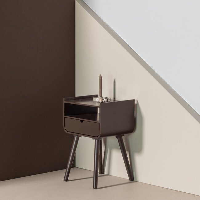 Woood Nils Nachtkastje/Bijzettafel Hout Donkerbruin [fsc]