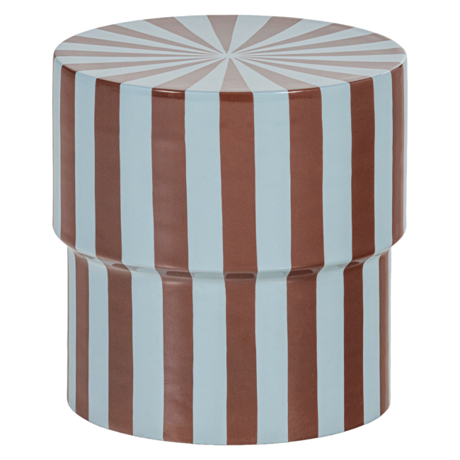 Woood Olia Bijzettafel Metaal Hoogglans Strepen Bruin/Blauw