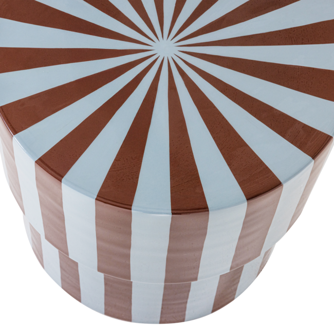 Woood Olia Bijzettafel Metaal Hoogglans Strepen Bruin/Blauw