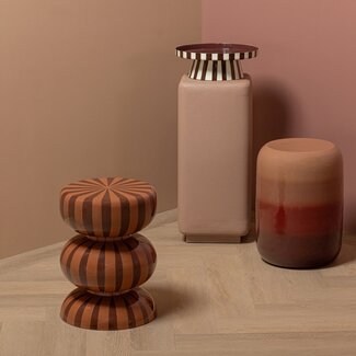 Woood Elda Plateau/Schaal Metaal Hoogglans Strepen Bruin/Geel