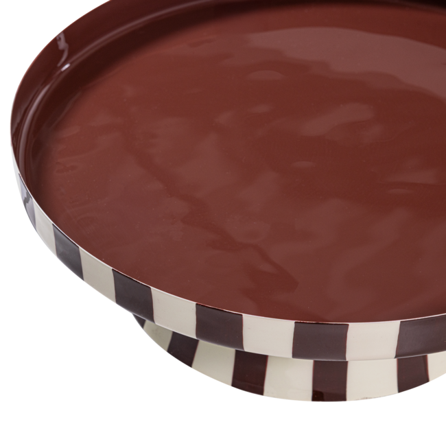 Woood Elda Plateau/Schaal Metaal Hoogglans Strepen Bruin/Geel