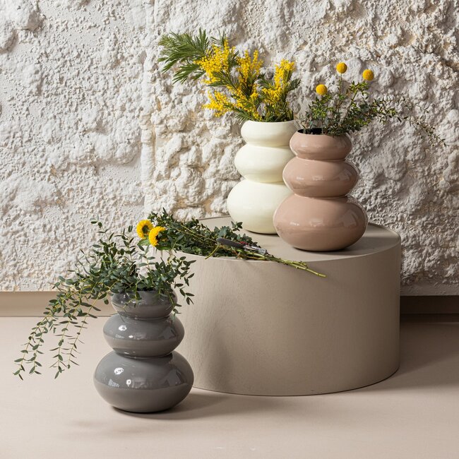 Woood Tera Vaas Metaal Hoogglans Lichtgrijs