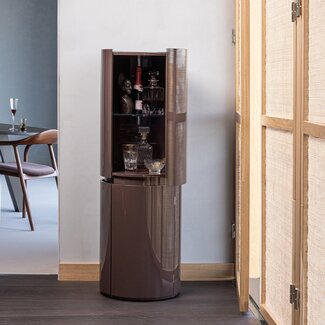 Woood Sera Ronde Kast 135xo45 Cm Hout Hoogglans Donkerbruin [fsc]