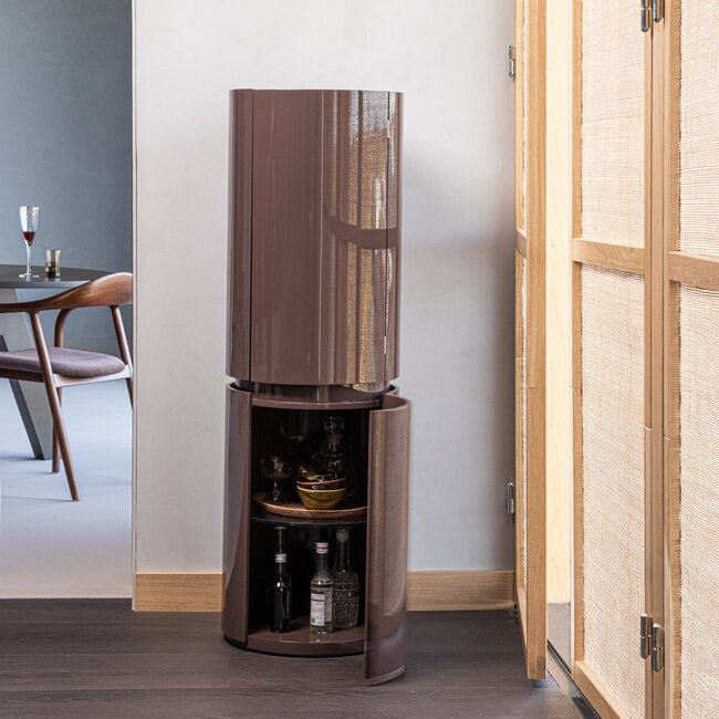 Woood Sera Ronde Kast 135xo45 Cm Hout Hoogglans Donkerbruin [fsc]