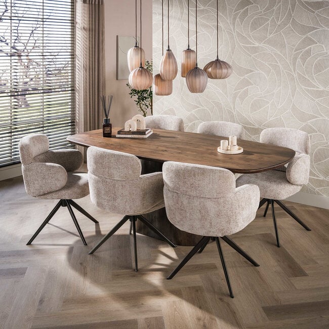 WoonStijl Eettafel Central Deens ovaal 215 cm acacia bruin