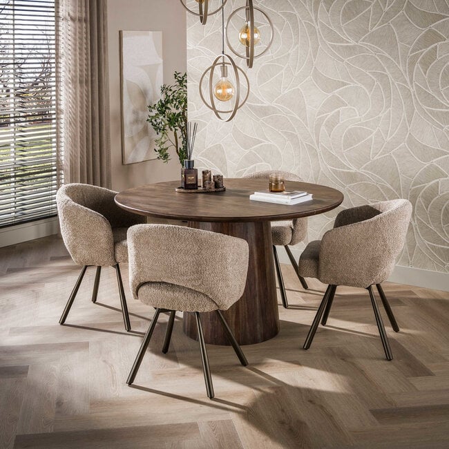 WoonStijl Eettafel Central rond Ø130 cm  acacia bruin