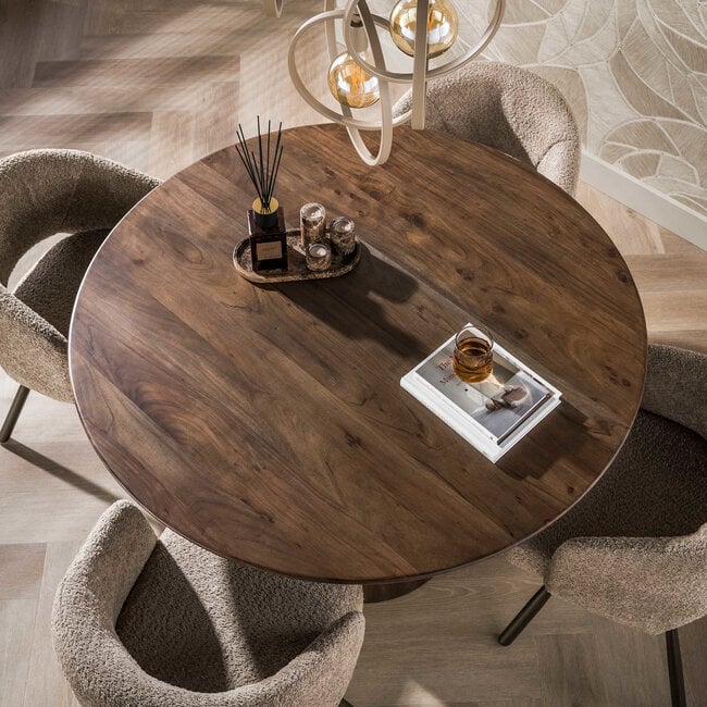 WoonStijl Eettafel Central rond Ø130 cm  acacia bruin