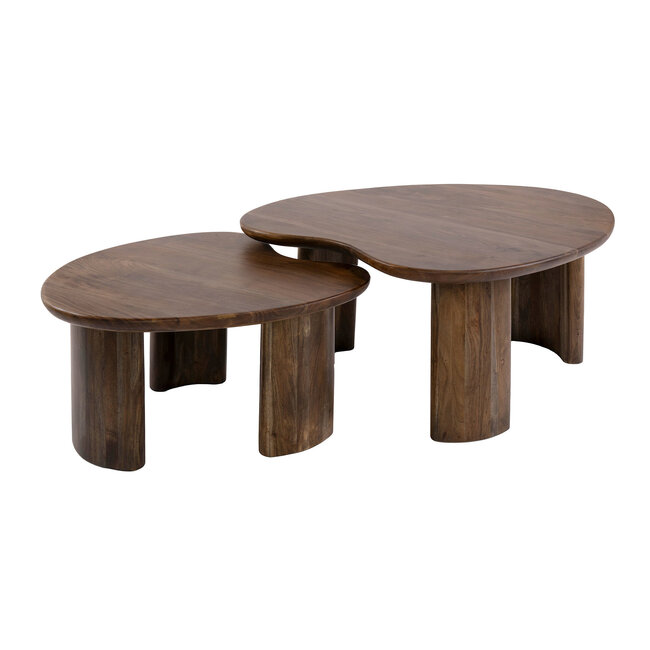 WoonStijl Salontafel Central set van 2 acacia bruin