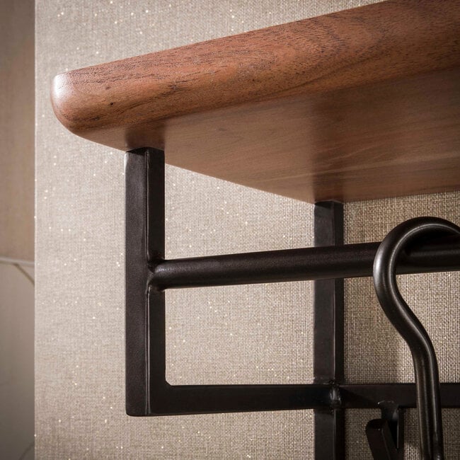 WoonStijl Kapstok Edge Curve hoog 12 haken acacia bruin