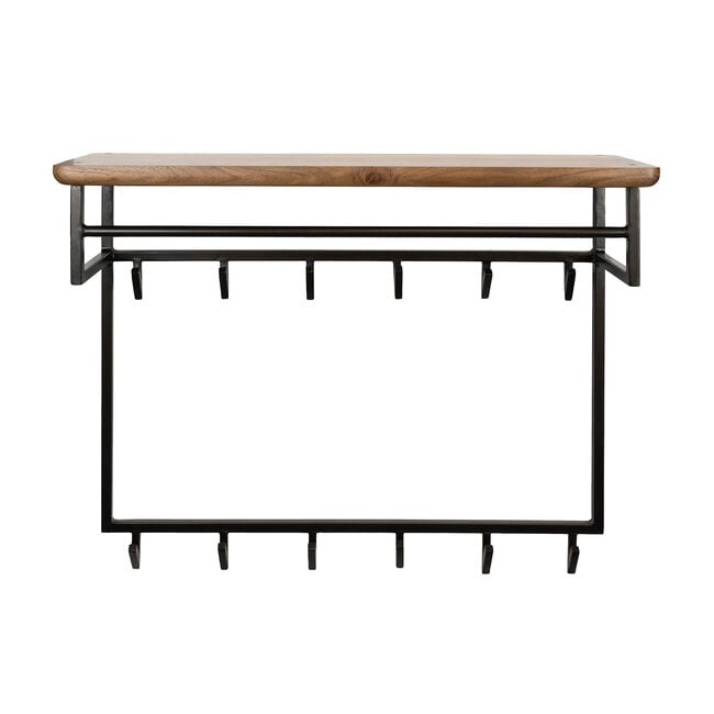WoonStijl Kapstok Edge Curve hoog 12 haken acacia bruin