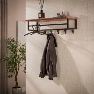 WoonStijl Kapstok Edge Curve 6 haken acacia bruin
