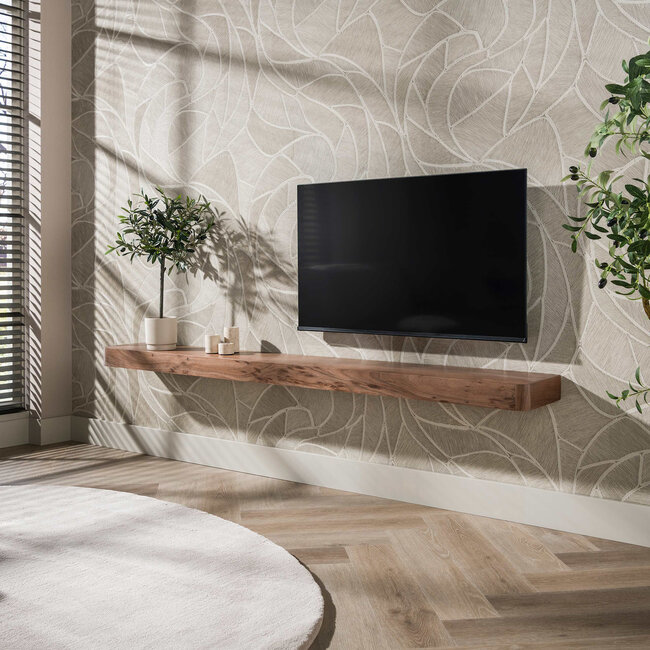 WoonStijl Wandplank Carve 200 cm acacia bruin