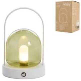 Light en Living Yeremi Tafellamp LED Ø12×19 cm glas groen+crème