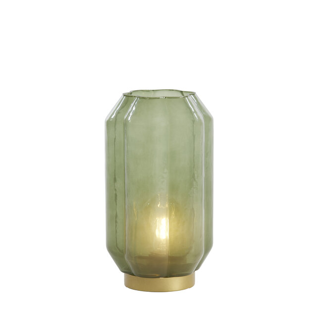 Light en Living Tafellamp LED Ø15x27 cm YVIAS glas melk groen+goud