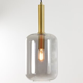 Light en Living Hanglamp Ø22x52 cm LEKAR antiek  brons+smoke glas