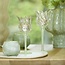Light en Living Theelicht op voet Ø9,5x21 cm FLORA gls mat mint groen+helder
