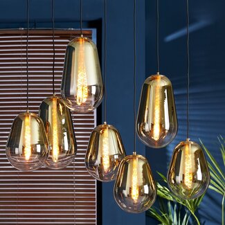 Light en Living Hanglamp 7L 100x35x69 cm MAEVE glas  goud-helder+goud