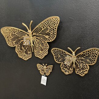 Light en Living Ornament BUTTERFLY set van 3 glanzend goud