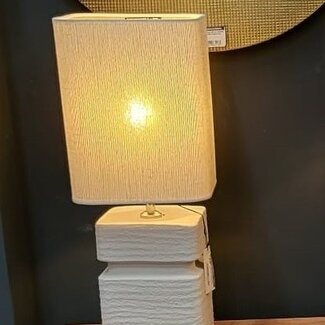 Light en Living Lampenkap vierkant rond hoog 20-20-26 cm BRESKA parel wit