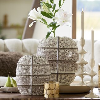 Light en Living Vaas deco 25x12,5x28 cm MANTU keramiek mat donkerbruin+creme