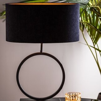 Light en Living Lampenkap ovaal recht VELOURS zwart-taupe - diverse maten