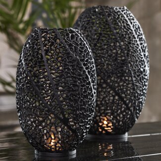 Light en Living Windlicht SINULA mat zwart - 2 maten