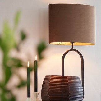 Light en Living Kap ovaal recht smal 38x17,5x28 cm VELOURS chocolade bruin