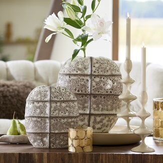 Light en Living Vaas deco 32x16x36 cm MANTU keramiek mat donkerbruin+creme