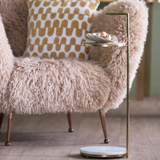 Light en Living Bijzettafel Ø26x76 cm LEDA marmer wit+antiek brons