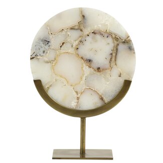 Light en Living Ornament op voet 25x11x35 cm GOUYA  wit agaat+antiek brons
