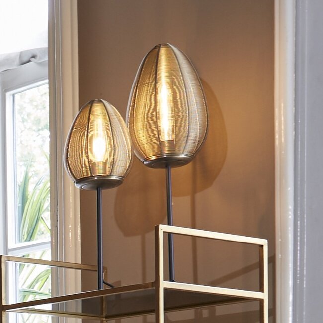 Light en Living Tafellamp Ø18×51 cm YAELLE antiek brons+mat zwart