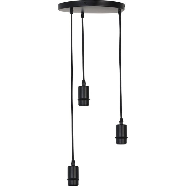 Light en Living Hanglamp Braidy Pendel Mat Zwart - 3L