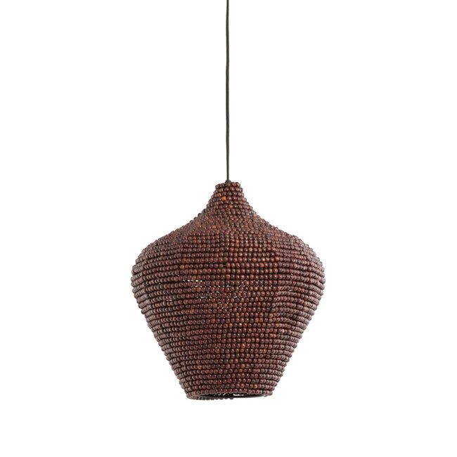Light en Living Hanglamp Kalenga met bruine kralen Ø 36 cm